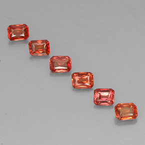 Gemas de zafiro naranja natural de 1,71 ct, corte esmeralda, VS
