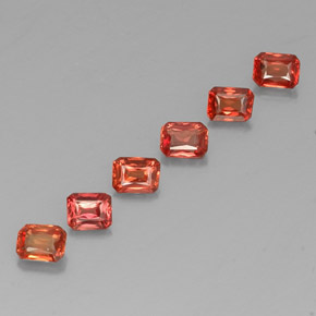 Gemas de zafiro naranja natural de 1,71 ct, corte esmeralda, VS