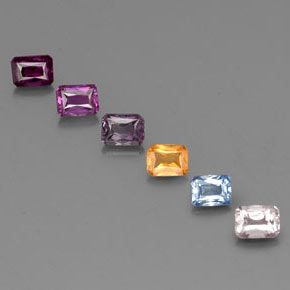 Gemas de zafiro multicolor natural de  ct, corte esmeralda, VS
