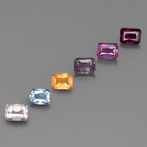 Gemas de zafiro multicolor natural de  ct, corte esmeralda, VS