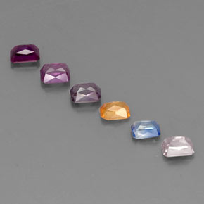 Gemas de zafiro multicolor natural de  ct, corte esmeralda, VS