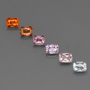 Gemas de zafiro multicolor natural de 1,77 ct, corte esmeralda, VS