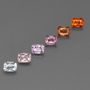Gemas de zafiro multicolor natural de 1,77 ct, corte esmeralda, VS