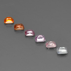 Gemas de zafiro multicolor natural de 1,77 ct, corte esmeralda, VS