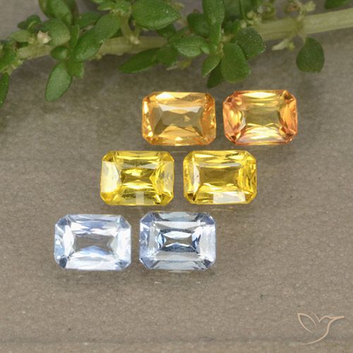 Gemas de zafiro multicolor natural de 1,47 ct, corte esmeralda, VS