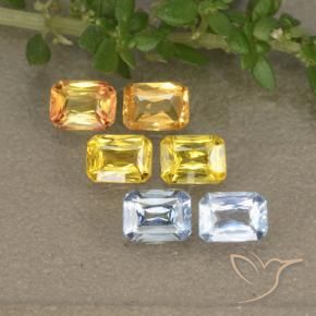 Gemas de zafiro multicolor natural de 1,47 ct, corte esmeralda, VS