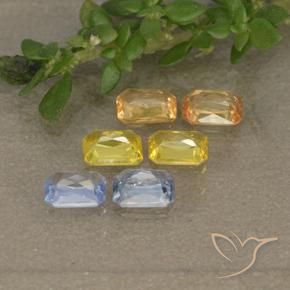 Gemas de zafiro multicolor natural de 1,47 ct, corte esmeralda, VS