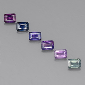 Gemas de zafiro multicolor natural de  ct, corte esmeralda, VVS-VS