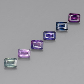 Gemas de zafiro multicolor natural de  ct, corte esmeralda, VVS-VS