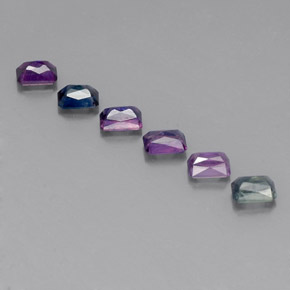 Gemas de zafiro multicolor natural de  ct, corte esmeralda, VVS-VS
