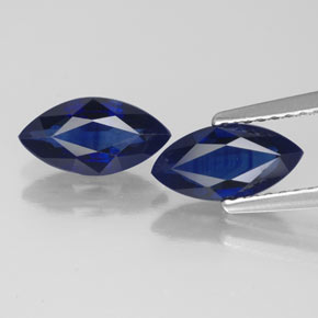 Gemas de zafiro azul natural de  ct, marquesa, VVS-VS
