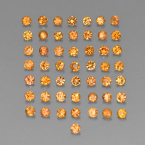 Gemas de zafiro naranja natural de  ct, corte redondo, VVS-VS
