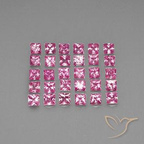 Gemas de Zafiro Rosado medio natural de 4.49 ct, Cuadrado, VVS-VS