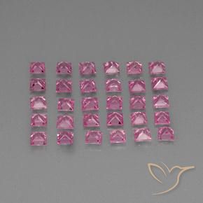 Gemas de Zafiro Rosado medio natural de 5.70 ct, Cuadrado, VVS-VS