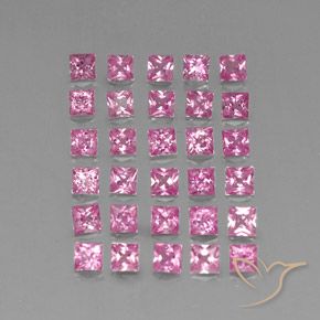 Gemas de Zafiro Rosado intenso natural de 4.68 ct, Cuadrado, VVS-VS