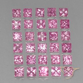 Gemas de Zafiro Rosado medio natural de 5.34 ct, Cuadrado, VVS-VS
