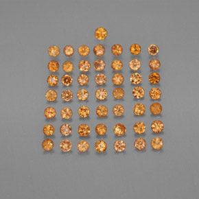 Gemas de zafiro naranja natural de  ct, corte redondo, VS