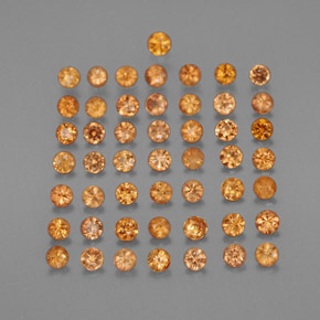 Gemas de zafiro naranja natural de  ct, corte redondo, VS