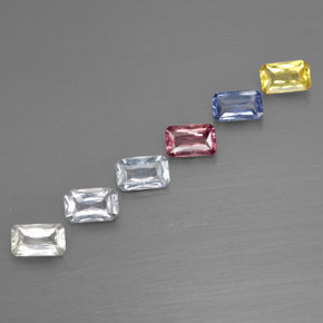 Gemas de zafiro multicolor natural de 1,76 ct, corte esmeralda, VS