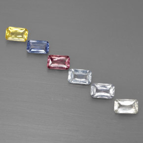 Gemas de zafiro multicolor natural de 1,76 ct, corte esmeralda, VS