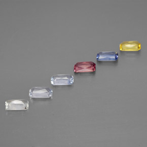 Gemas de zafiro multicolor natural de 1,76 ct, corte esmeralda, VS