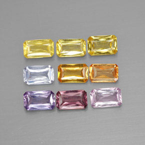 Gemas de zafiro multicolor natural de 2,54 ct, corte esmeralda, VS