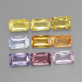 Gemas de zafiro multicolor natural de 2,54 ct, corte esmeralda, VS