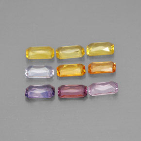 Gemas de zafiro multicolor natural de 2,54 ct, corte esmeralda, VS