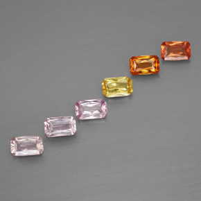Gemas de zafiro multicolor natural de  ct, corte esmeralda, VS