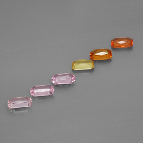 Gemas de zafiro multicolor natural de  ct, corte esmeralda, VS