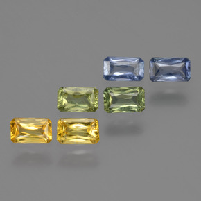 Gemas de zafiro multicolor natural de 2,06 ct, corte esmeralda, VS