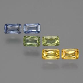 Gemas de zafiro multicolor natural de 2,06 ct, corte esmeralda, VS