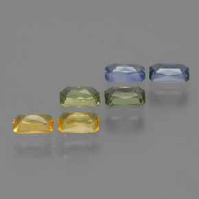 Gemas de zafiro multicolor natural de 2,06 ct, corte esmeralda, VS