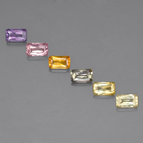 Gemas de zafiro multicolor natural de  ct, corte esmeralda, VS