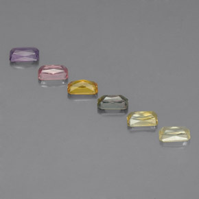 Gemas de zafiro multicolor natural de  ct, corte esmeralda, VS