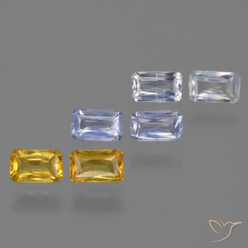 Gemas de zafiro multicolor natural de 2,11 ct, corte esmeralda, VS
