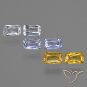 Gemas de zafiro multicolor natural de 2,11 ct, corte esmeralda, VS