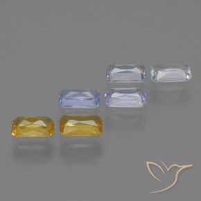 Gemas de zafiro multicolor natural de 2,11 ct, corte esmeralda, VS