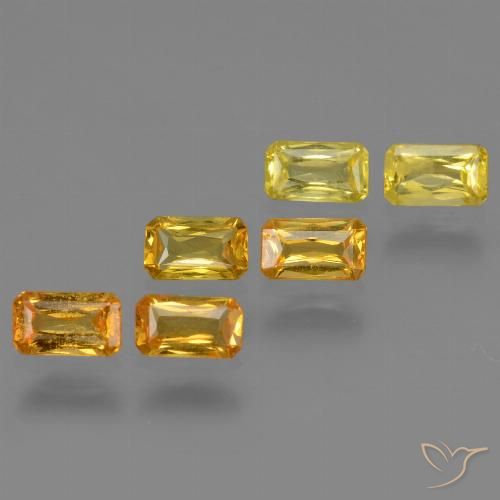 Gemas de zafiro amarillo natural de 1,86 ct, corte esmeralda, VS