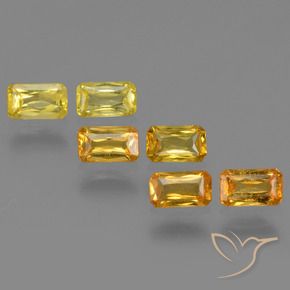 Gemas de zafiro amarillo natural de 1,86 ct, corte esmeralda, VS