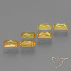 Gemas de zafiro amarillo natural de 1,86 ct, corte esmeralda, VS