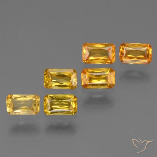 Gemas de zafiro amarillo natural de 1,95 ct, corte esmeralda, VS