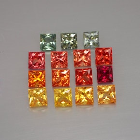 Gemas de zafiro multicolor natural de  ct, cuadrado, VVS-VS