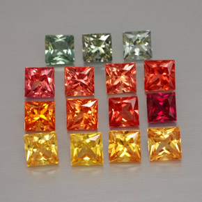 Gemas de zafiro multicolor natural de  ct, cuadrado, VVS-VS