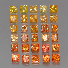 Gemas de zafiro naranja natural de 4,19 ct, cuadrado, VVS-VS