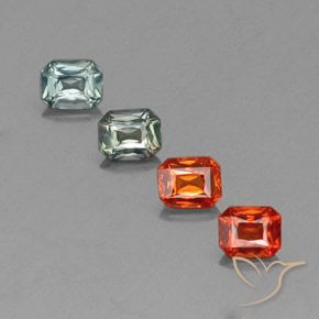 Gemas de Zafiro Multicolor natural de 1.94 ct, Corte Octágono / Esmeralda, VS