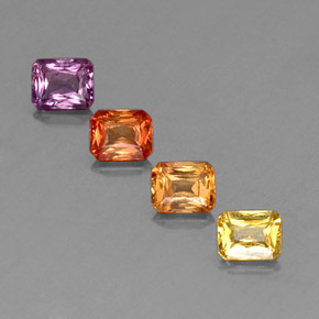 Gemas de zafiro multicolor natural de 2,22 ct, corte esmeralda, VS