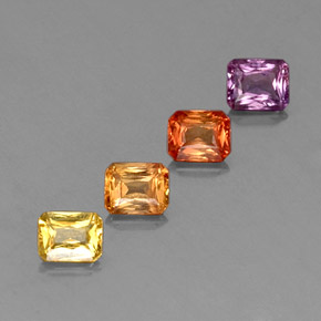 Gemas de zafiro multicolor natural de 2,22 ct, corte esmeralda, VS