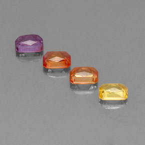 Gemas de zafiro multicolor natural de 2,22 ct, corte esmeralda, VS