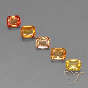 Gemas de zafiro naranja natural de 2,88 ct, corte esmeralda, VS
